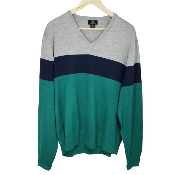 Brooks Brothers Other - Brooks Brothers Sweater 346 Color Block Wool Sweater Men's Size XL Gray Green